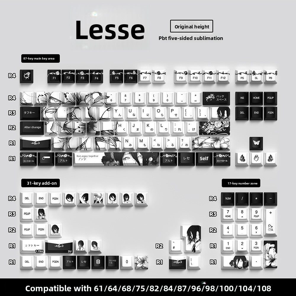 129 Keys Original Side-Engraved Translucent Keycaps PBT Dye-Sublimation Mechanical Keyboard Keycaps