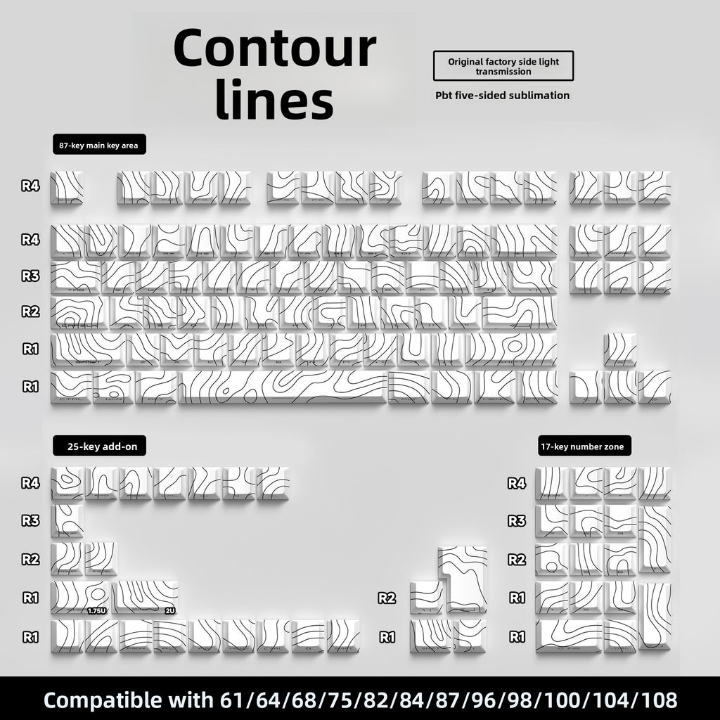129 Keys Original Side-Engraved Translucent Keycaps PBT Dye-Sublimation Mechanical Keyboard Keycaps