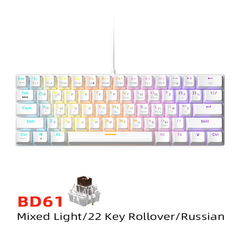 Wired Mechanical Keyboard Red Axis Green Axis Tea Axis Mixed Light E-sports Game 61 Key Mechanical Keyboard