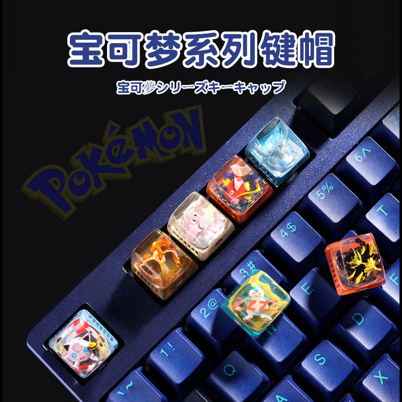 DIY Epoxy Crystal Three Holy Birds Mechanical Keyboard Custom Keycaps Pokémon Keycaps Cross Translucent SA High