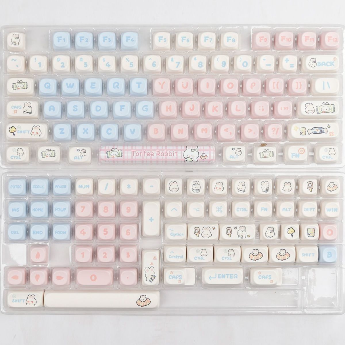 Toffee Bunny Cute Personalized Keycap MOA Dye-Sublimation PBT Rounded Compatible with Mechanical Keyboard 61/68/87/104