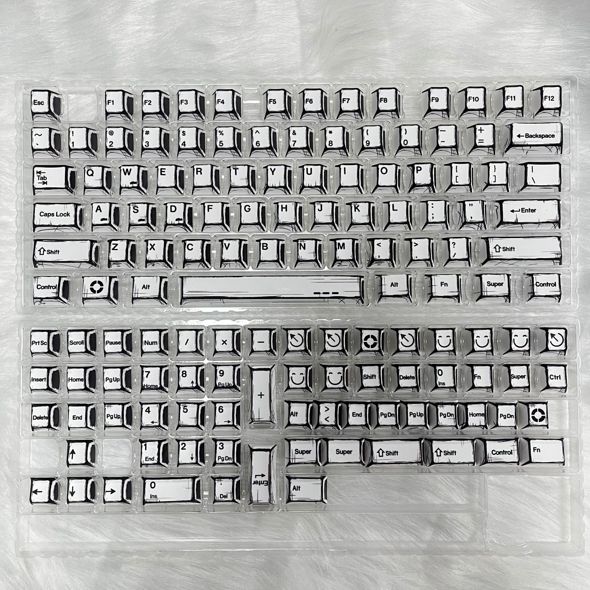 High-Value Manga Style Graffiti Keycaps Original Height PBT Five-Sided Sublimation Compatible with Mechanical Keyboards