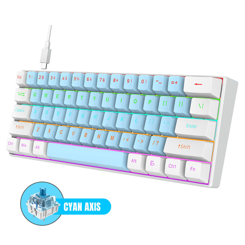Mechanical Keyboard Custom Blue Switch Hot-Swappable Full-Key Rollover True Mechanical Keyboard Dual-Color Dye-Sublimation Keycaps