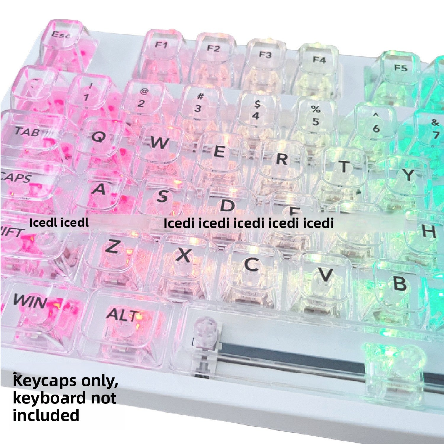 Bingdian Translucent Keycaps Crystal Ice Crystal Full Set Boxed Wholesale Transparent Crystal Magnetic Axis Mechanical Keycaps Light Pollution