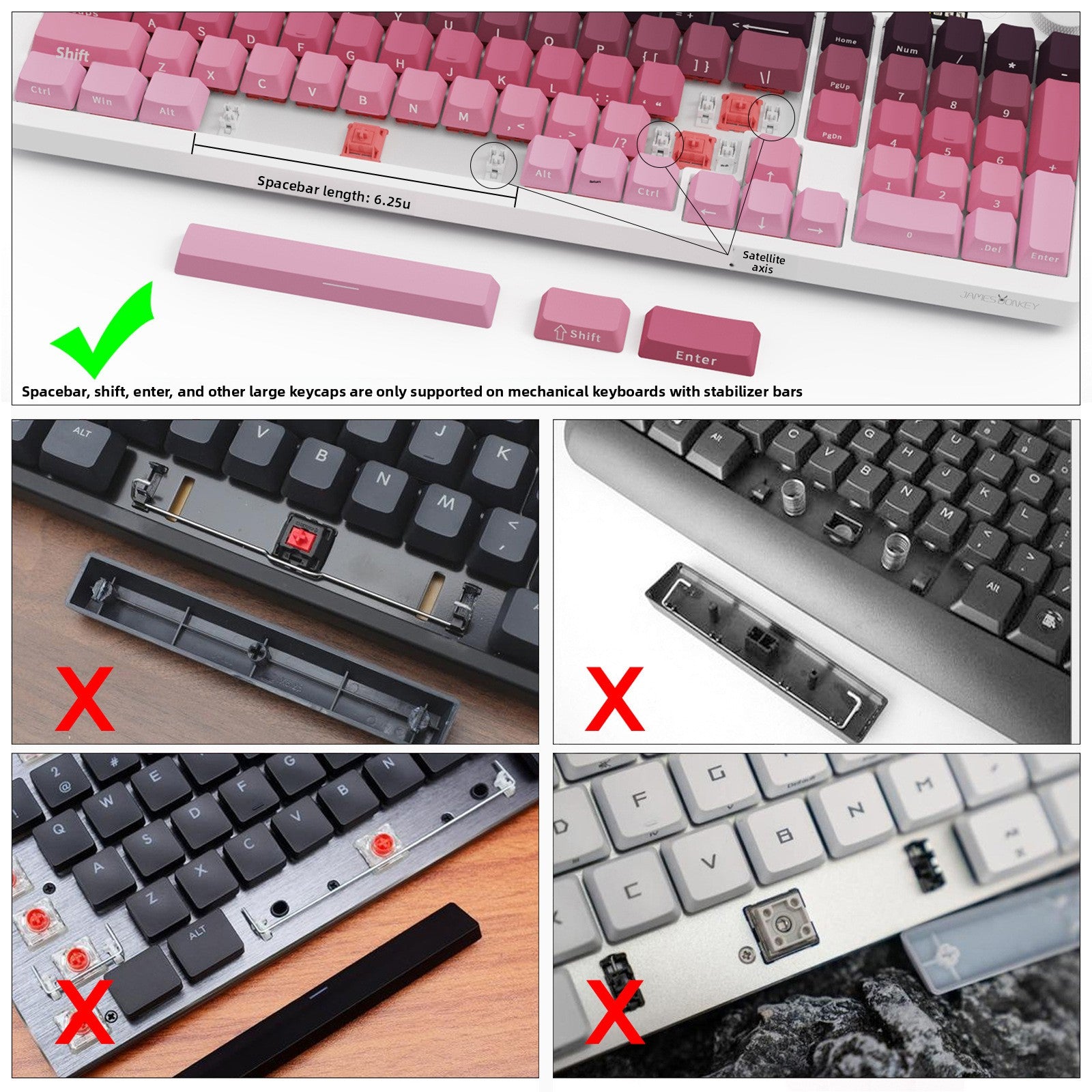 MOA Highly Off-White Light Pink Strawberry Kitten Sublimation Keycap 75 98 Full Set Mechanical Keyboard Keycap
