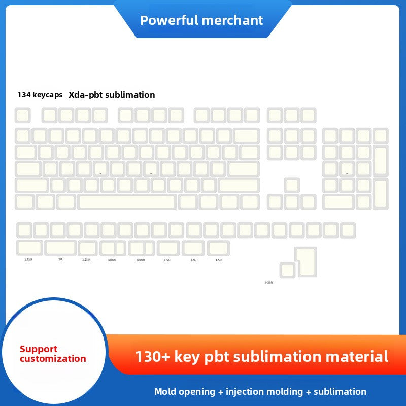 PBT Material XDA Profile Minimalist White Keycaps Light Blocking 134 Keys Small Full Set Material Mechanical Keyboard Keycaps