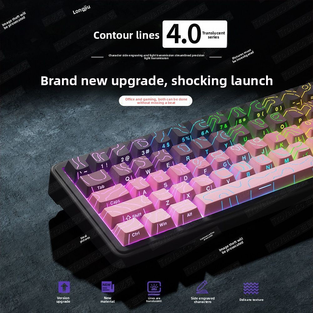 Wolf Spider Contour Side-Engraved Keycaps Translucent Original Height 132 Keys Small Full Set Compatible with 68/75/87/104 Keys