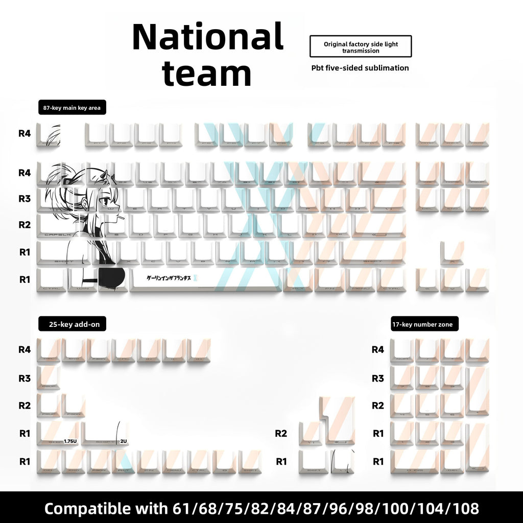 129 Keys Original Side-Engraved Translucent Keycaps PBT Dye-Sublimation Mechanical Keyboard Keycaps