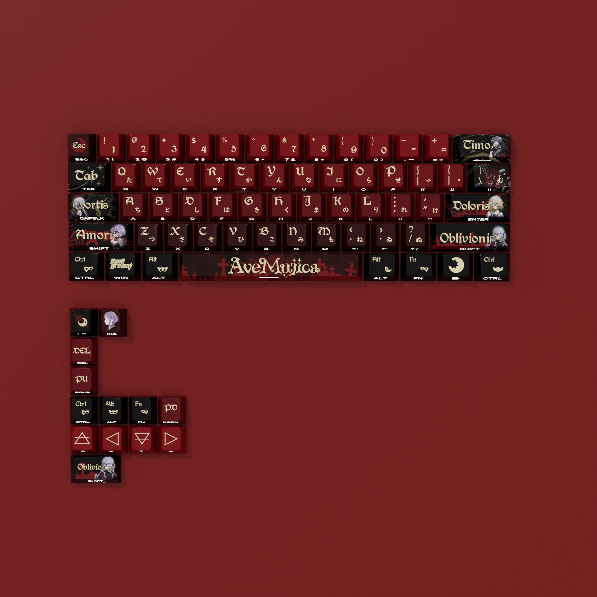 AveMujica Side Engraved Translucent Original Full Set PBT Dye-Sublimation Keycaps Compatible with Logitech and Wooting