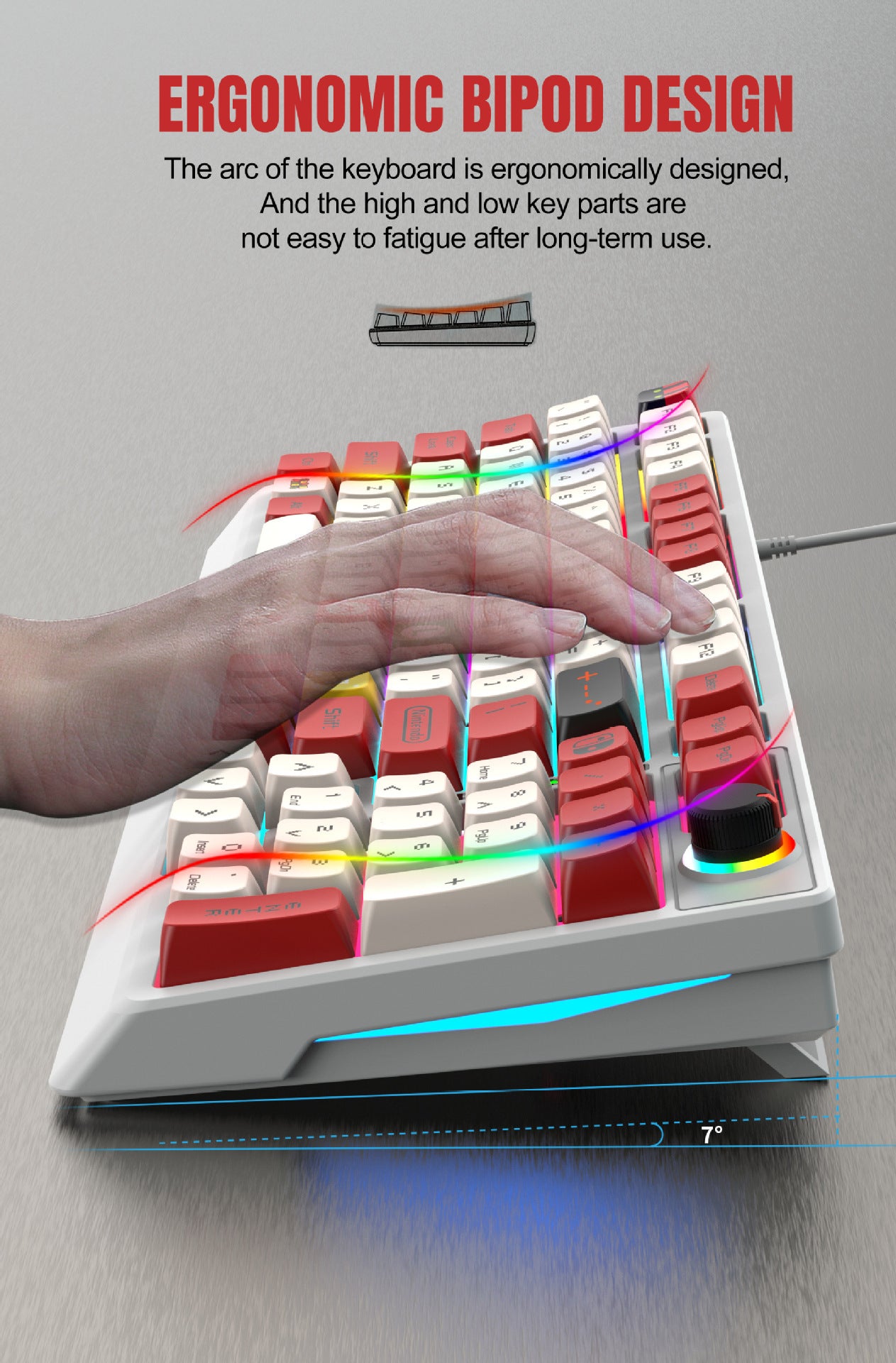 Mechanical Keyboard Custom Blue Switch Hot-Swappable Full-Key Rollover True Mechanical Keyboard Dual-Color Dye-Sublimation Keycaps